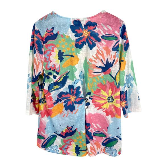 Shana Sz Large Floral Tropical Wearable Art to Wear Summer Blouse Shirt Top - Picture 10 of 10